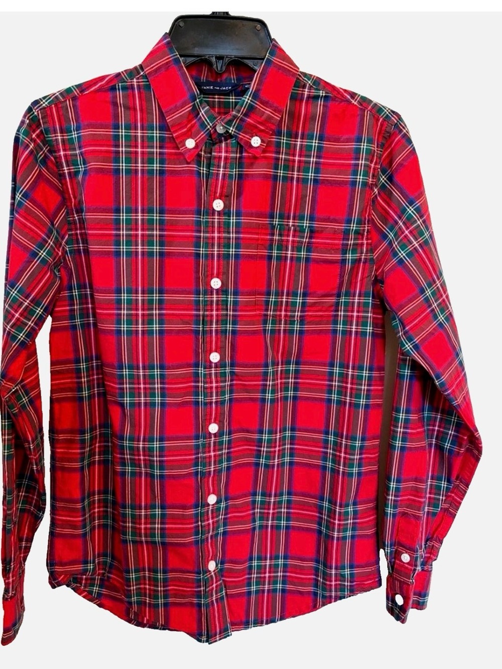Janie and Jack Boys 16 Red Tartan Plaid Button Down Shirt Christmas Holiday